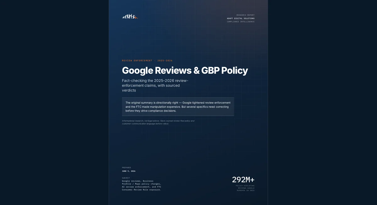 Google Reviews and Google Business Profile policy compliance research report — 2026