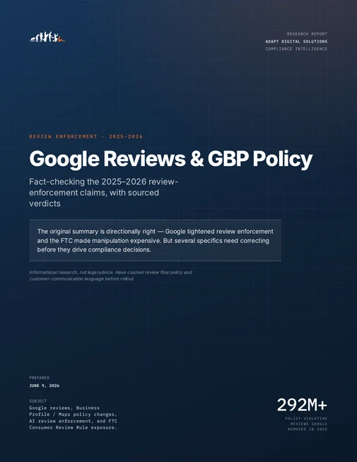 Google Reviews & GBP Policy compliance report cover