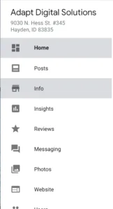 The info button in the GMB control panel