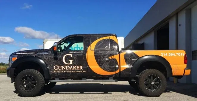 Branded contractor truck wrap