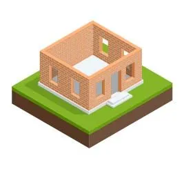 An illustration of walls sitting on a foundation.