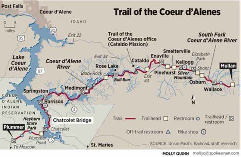 Coeur d' Alene River Trail Map