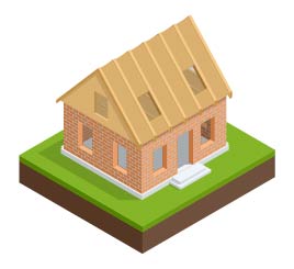 An illustration of a new roof on top of walls.